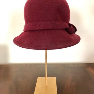 Wine Colored Vintage Wool Hat with cute details.